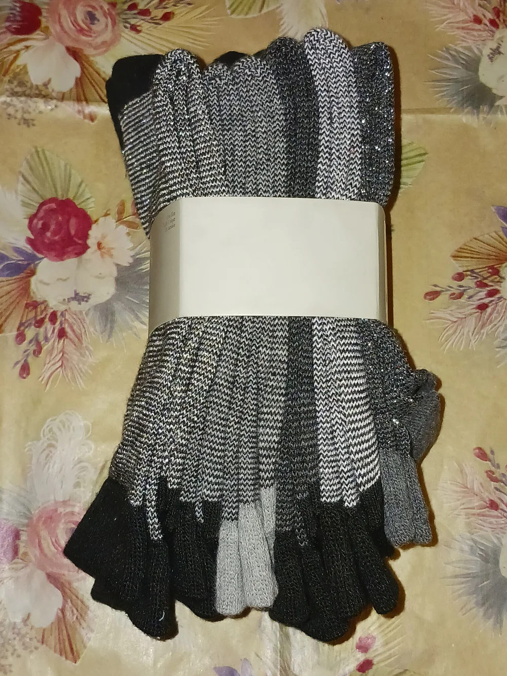BCBGeneration Vince Camuto Black Grey Metallic Crew Socks Sparkle Thin Stripes